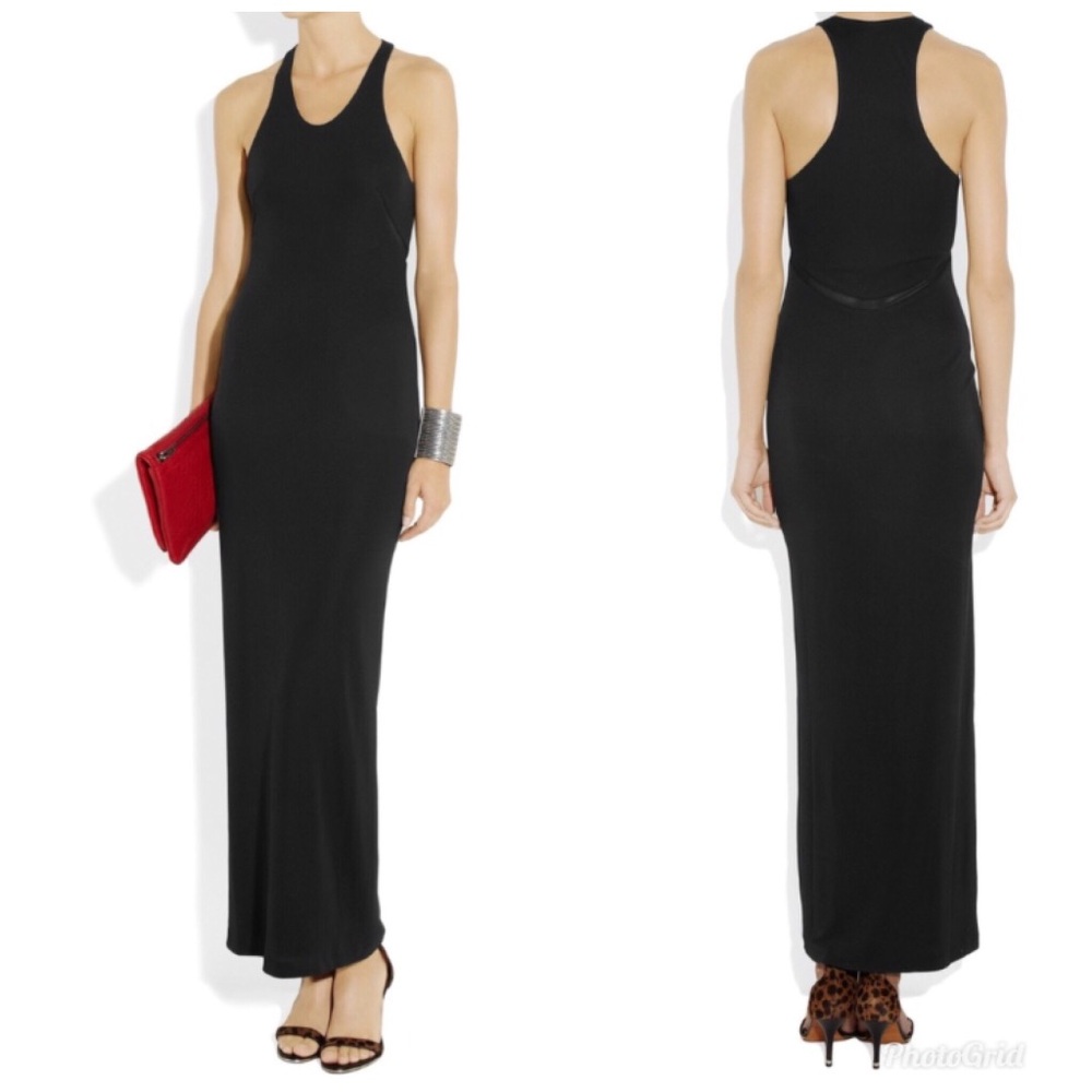 T by Alexander Wang Black Mesh Insert Maxi Long Dress Skirt